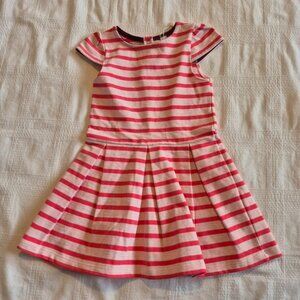 Petit Bateau girls 3 years pink & coral striped cap sleeve dress NWOT